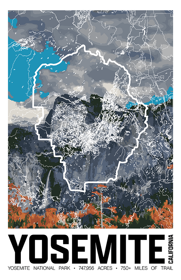 Yosemite National Park – Perimeter Map Print