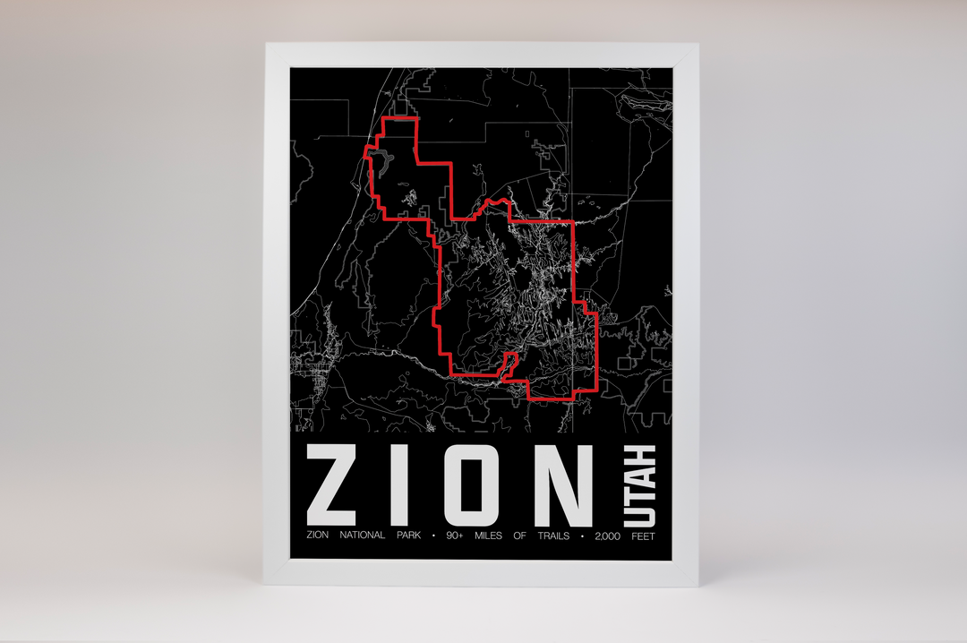 Zion National Park – Perimeter Map Print