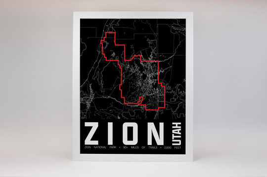 Zion National Park – Perimeter Map Print