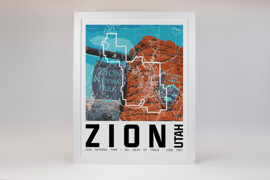 Zion National Park – Perimeter Map Print