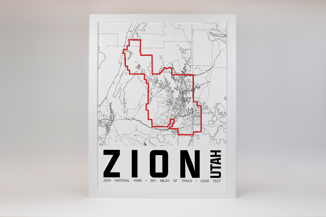 Zion National Park – Perimeter Map Print