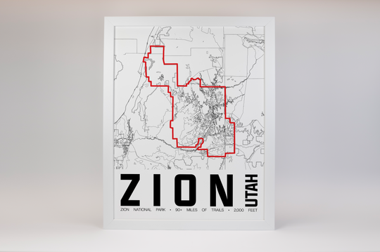 Zion National Park – Perimeter Map Print